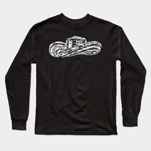 Sombrero Vueltiao in White and Black Ink Pattern (Black Background) Long Sleeve T-Shirt by Diego-t